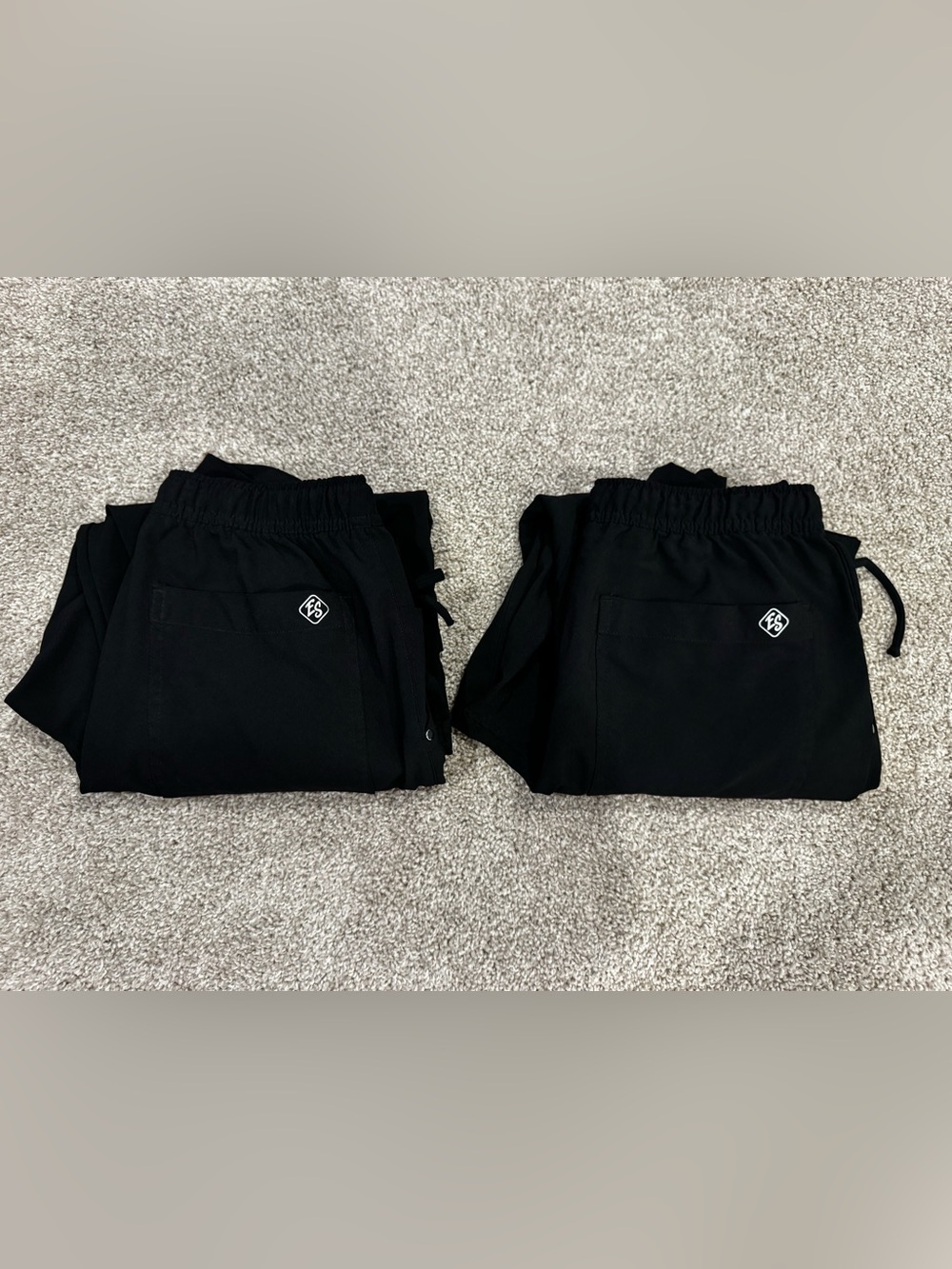Black Women's Drawstring Ruched Joggers with Pocket Logo